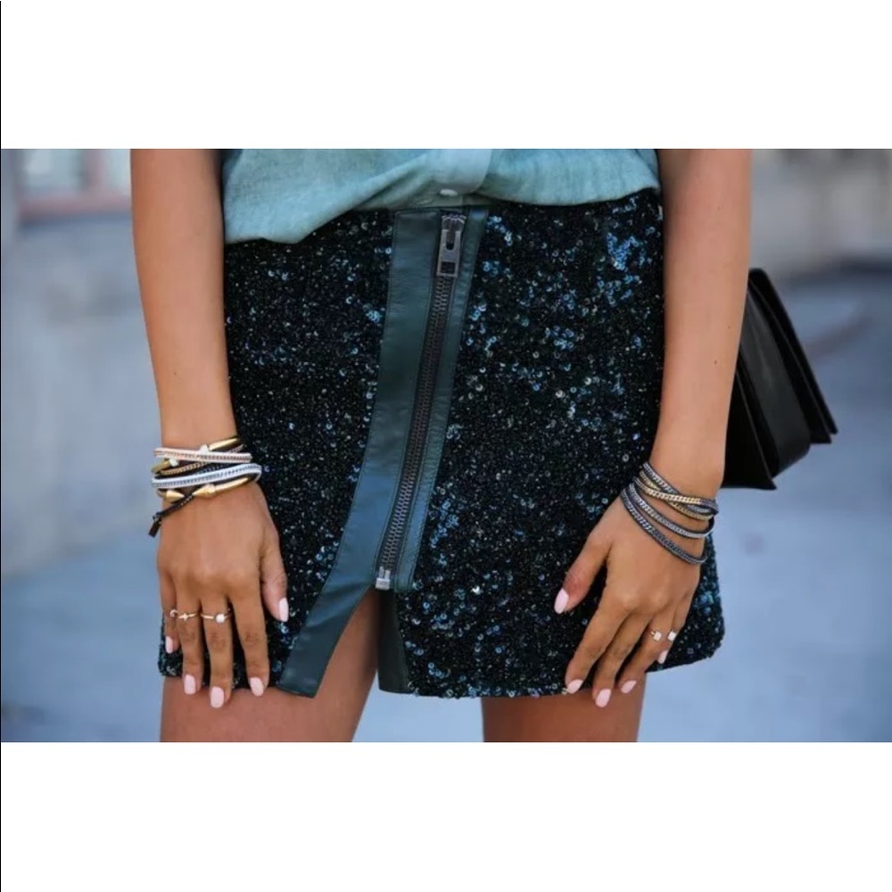 All Saints Black Sequin Mini Skirt